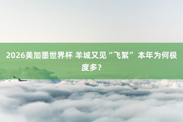 2026美加墨世界杯 羊城又见“飞絮” 本年为何极度多？