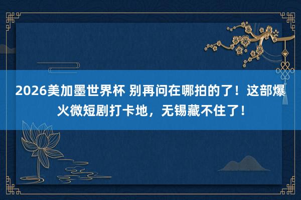 2026美加墨世界杯 别再问在哪拍的了！这部爆火微短剧打卡地，无锡藏不住了！