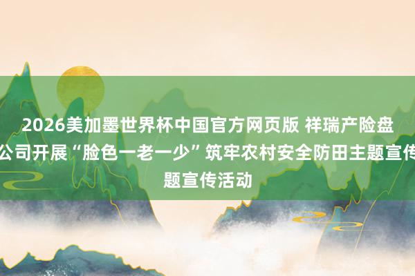 2026美加墨世界杯中国官方网页版 祥瑞产险盘山支公司开展“脸色一老一少”筑牢农村安全防田主题宣传活动