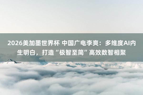 2026美加墨世界杯 中国广电李爽：多维度AI内生明白，打造“极智至简”高效数智相聚