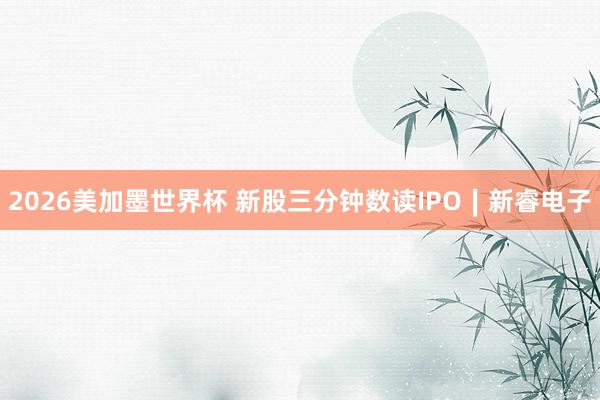 2026美加墨世界杯 新股三分钟数读IPO∣新睿电子