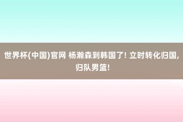 世界杯(中国)官网 杨瀚森到韩国了! 立时转化归国, 归队男