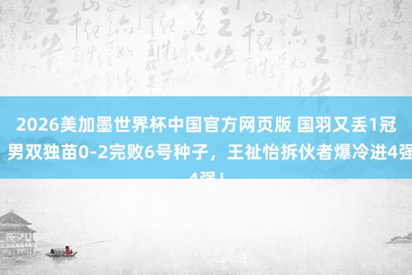 2026美加墨世界杯中国官方网页版 国羽又丢1冠！男双独苗0-2完败6号种子，王祉怡拆伙者爆冷进4强！