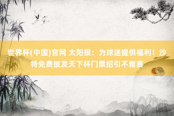 世界杯(中国)官网 太阳报:为球迷提供福利!沙特免费披发天下杯门票招引不雅赛