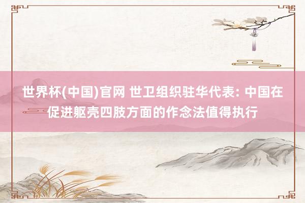 世界杯(中国)官网 世卫组织驻华代表: 中国在促进躯壳四肢方面的作念法值得执行