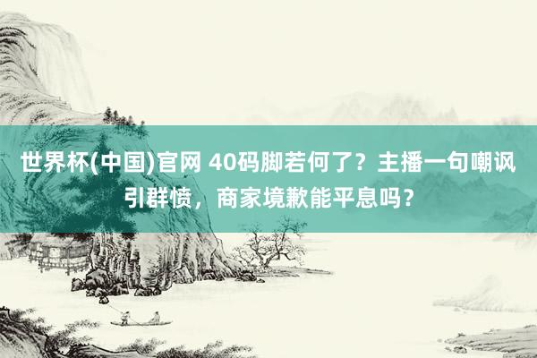 世界杯(中国)官网 40码脚若何了？主播一句嘲讽引群愤，商家境歉能平息吗？