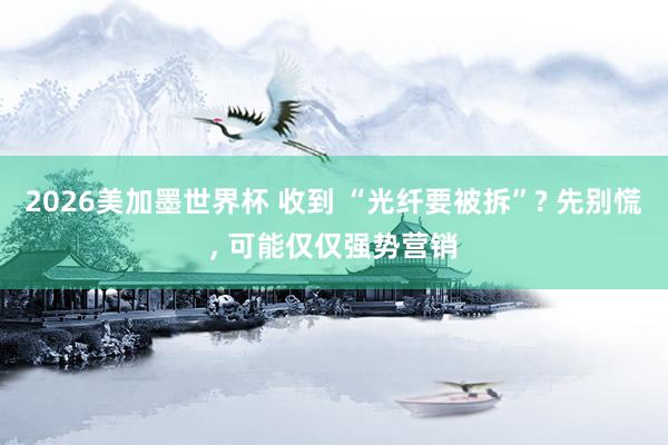 2026美加墨世界杯 收到 “光纤要被拆”? 先别慌, 可能仅仅强势营销