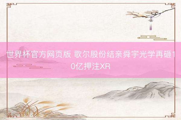 世界杯官方网页版 歌尔股份结亲舜宇光学再砸10亿押注XR