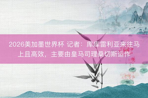 2026美加墨世界杯 记者：库库雷利亚来往马上且高效，主要由皇马司理桑切斯运作