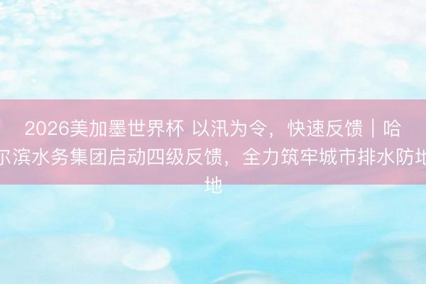 2026美加墨世界杯 以汛为令，快速反馈｜哈尔滨水务集团启动四级反馈，全力筑牢城市排水防地