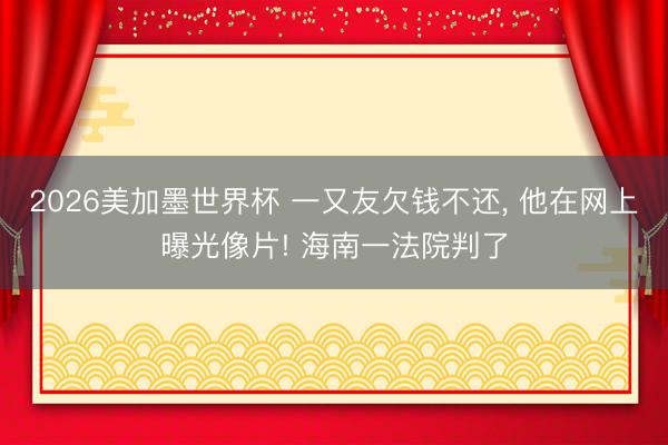 2026美加墨世界杯 一又友欠钱不还, 他在网上曝光像片! 海南一法院判了